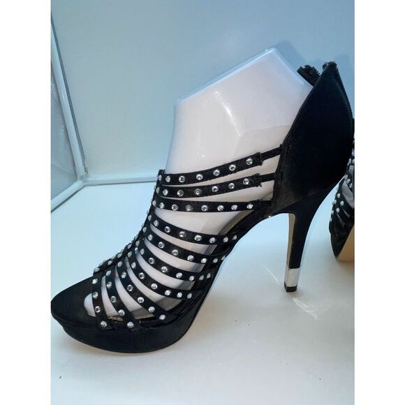 Worthington Silver Tipped Heel Rhinestone Strappy Sandals - Picture 6 of 14